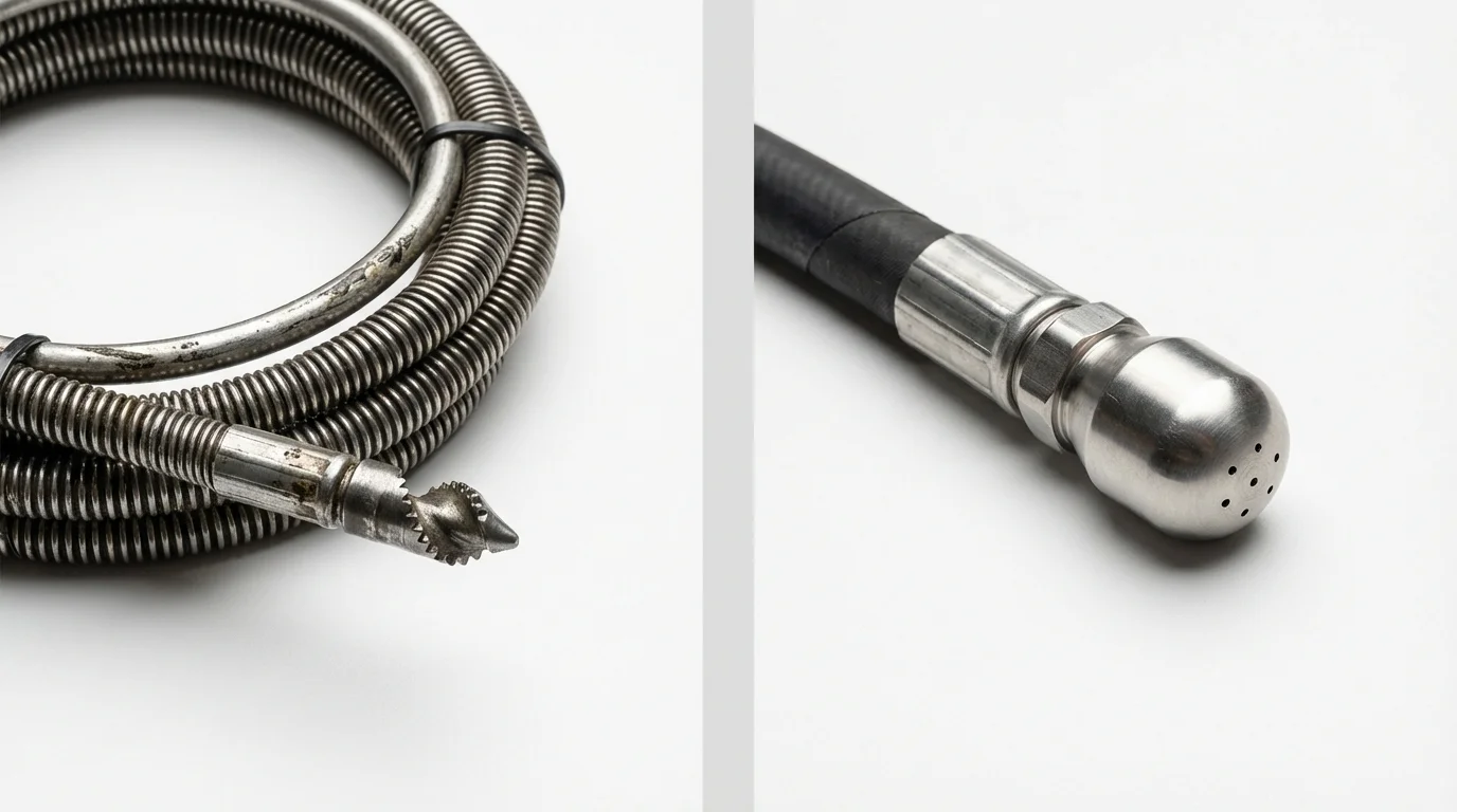 Drain snake cable and hydro jetting nozzle used for drain cleaning in Brandon, SD